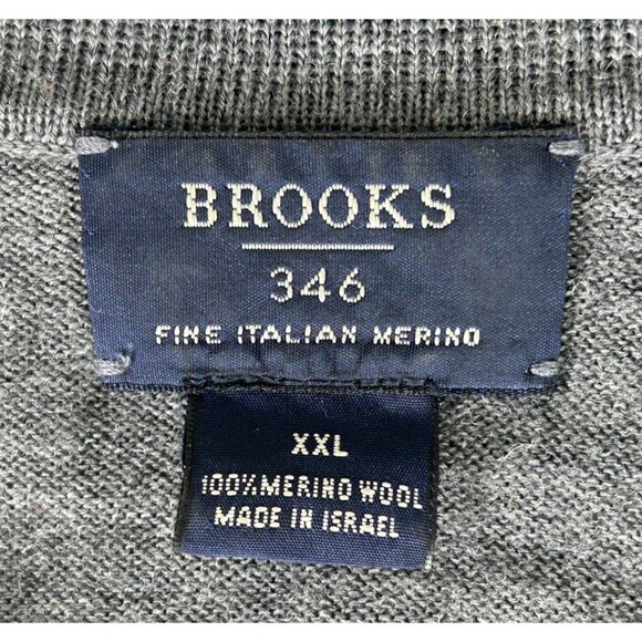 Brooks 346 Italian Merino Wool Sweater Top Men's XXL 2XL Gray Collared Pullover - Picture 2 of 5